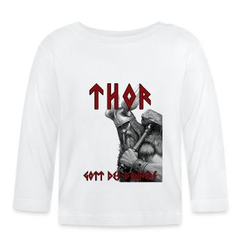 Thor - Gott des Donners - Baby Bio-Langarmshirt - Weiß - Vorne