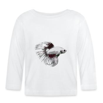Crowntail Betta Kampffisch Geschenkidee Liebhaber - Baby Bio-Langarmshirt - Weiß - Vorne