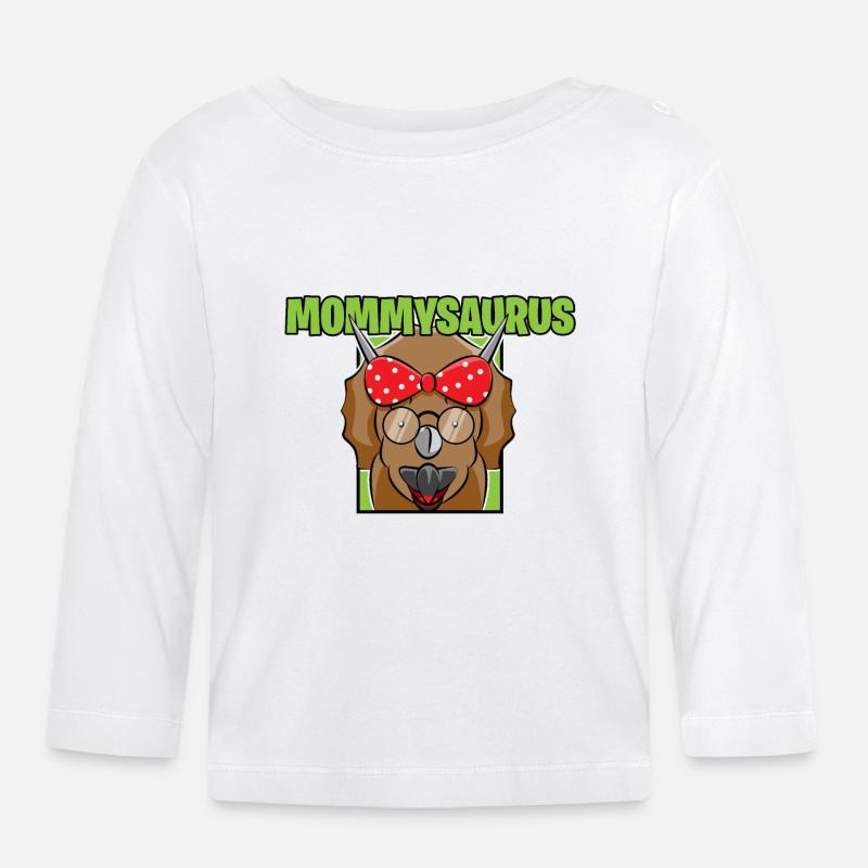 Dinosaurier Dino T-Rex Mama Mutter Mutti Geschenk - Baby Bio-Langarmshirt - Weiß