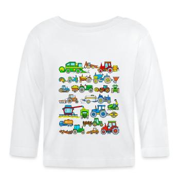 Tracteur Tracteur Machines Agricoles Ferme - T-shirt manches longues bio Bébé - blanc - Devant