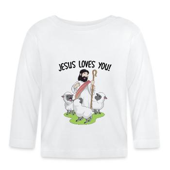 Jésus t'aime! - T-shirt manches longues bio Bébé - blanc - Devant