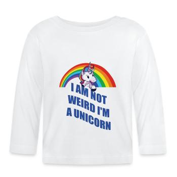 Unicorn Unicorn NOT WEIRD Shirt Gift - T-shirt manches longues bio Bébé - blanc - Devant