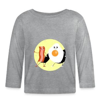 Speck Bacon Ei Lecker Lustig Essen Freunde - Baby Bio-Langarmshirt - Grau meliert - Vorne