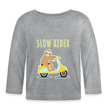 Paresseux conduite moto scooter - T-shirt manches longues bio Bébé - gris chiné - Devant