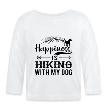 Happiness Is Hiking With My Dog bw - Organic Baby Long Sleeve T-Shirt - white - Front