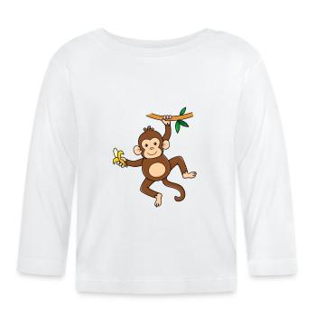 Singe à la banane - T-shirt manches longues bio Bébé - blanc - Devant