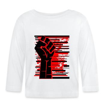 Fist rouge noir - T-shirt manches longues bio Bébé - blanc - Devant