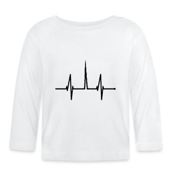 Dubai skyline heartbeat Burj Khalifa heart UAE - Organic Baby Long Sleeve T-Shirt - white - Front