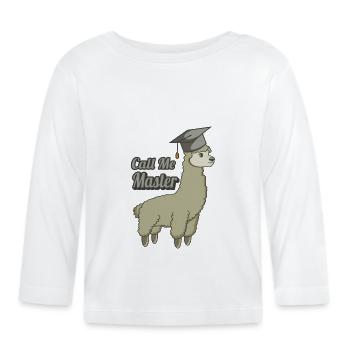 Master Degree Graduate University Llama Cool Funny - Organic Baby Long Sleeve T-Shirt - white - Front