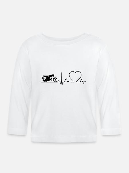Moped Zweitakt Simson S51 Design - Baby Bio-Langarmshirt - Weiß