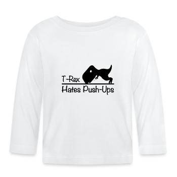 T-Rex Dinosaurier Push-Ups Lustige Dino Meme - Baby Bio-Langarmshirt - Weiß - Vorne