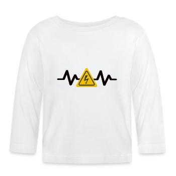 Heartbeat warning High voltage signage - Organic Baby Long Sleeve T-Shirt - white - Front