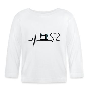 Couture Cadeau Couturière Machine à coudre battement cardiaque - T-shirt manches longues bio Bébé - blanc - Devant