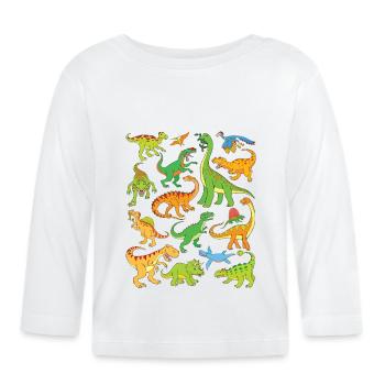 Dinosaures - T-shirt manches longues bio Bébé - blanc - Devant