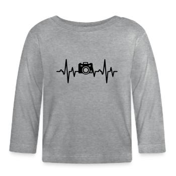 Photographe Heart Beat - T-shirt manches longues bio Bébé - gris chiné - Devant