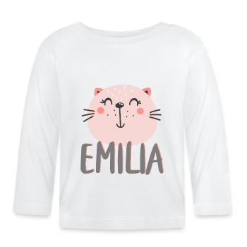 Emilia First Name Birthday Gift & Gift Idea - Organic Baby Long Sleeve T-Shirt - white - Front