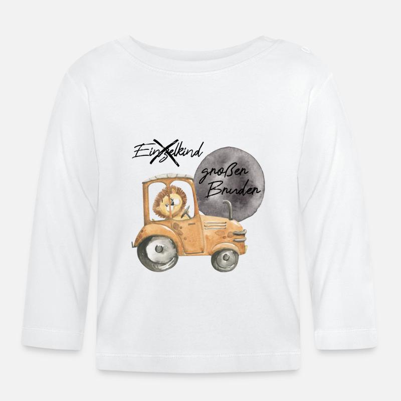 Großer Bruder Traktor Löwe - Baby Bio-Langarmshirt - Weiß
