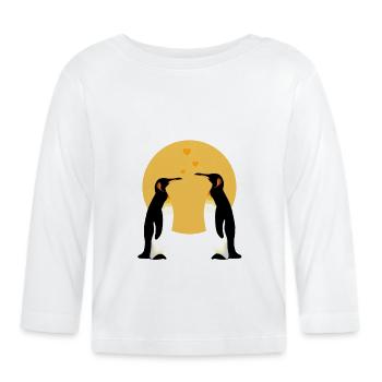 Penguin Couple Oiseau de mer Manchot royal - T-shirt manches longues bio Bébé - blanc - Devant