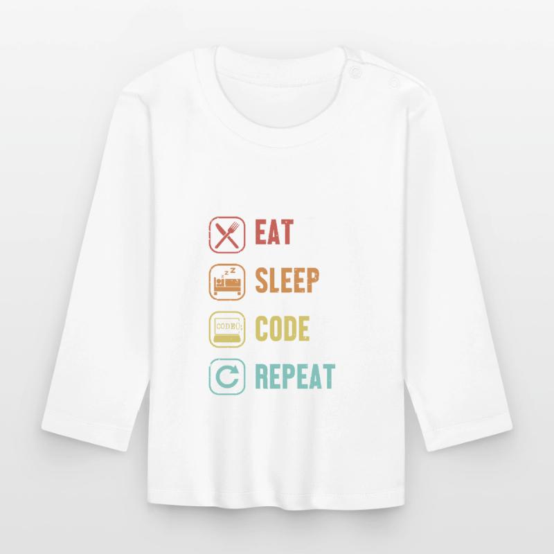 Eat Sleep Code Repeat Software Engineer Coder T-shirt manches longues bio Bébé