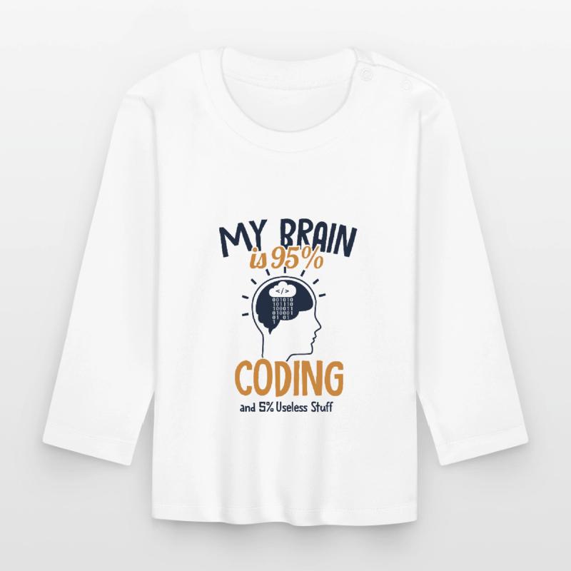 My Brain is 95% Coding Softwareingenieur Coder Baby Bio-Langarmshirt