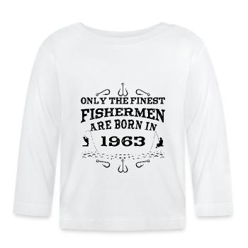 Angler born 1963 birthday - Organic Baby Long Sleeve T-Shirt - white - Front