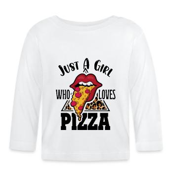 Juste une fille qui aime la pizza drôle de fan de pizza - T-shirt manches longues bio Bébé - blanc - Devant
