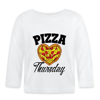 Jeudi Pizza Night Drôle Pizza Lover Fast Food - T-shirt manches longues bio Bébé - blanc - Devant