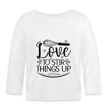 J’adore remuer les choses Baker Baking Bakery Cupcake - T-shirt manches longues bio Bébé - blanc - Devant
