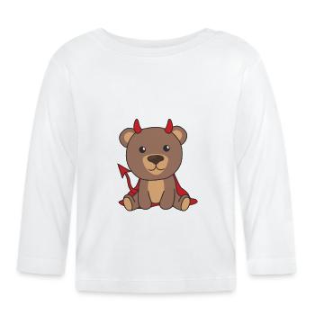 Bear Halloween Cute Devil Kids Witches Costume - Organic Baby Long Sleeve T-Shirt - white - Front