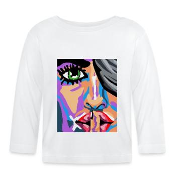 Pixel Face Art - Organic Baby Long Sleeve T-Shirt - white - Front