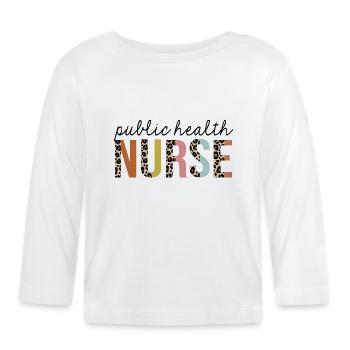 Infirmière en santé publique Leopard Print Registered RN - T-shirt manches longues bio Bébé - blanc - Devant