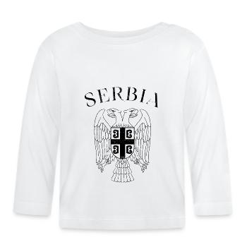 Drapeau des armoiries de l’aigle de Serbie - T-shirt manches longues bio Bébé - blanc - Devant