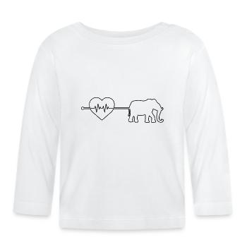 Elefant Herzschlag - Baby Bio-Langarmshirt - Weiß - Vorne