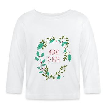 Frohe Weihnachten - Baby Bio-Langarmshirt - Weiß - Vorne
