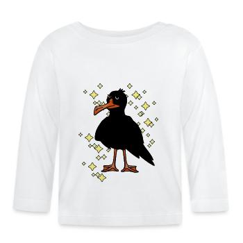 Malchance oiseaux oiseaux corbeau corbeau - T-shirt manches longues bio Bébé - blanc - Devant