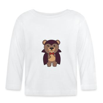 Bear Halloween Cute Devil Kids Vampire Costume - Organic Baby Long Sleeve T-Shirt - white - Front