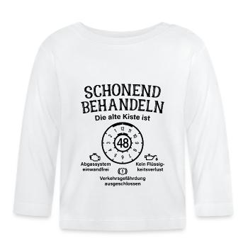 48. Geburtstag Schonend Behandeln Alte Kiste 48 - Baby Bio-Langarmshirt - Weiß - Vorne