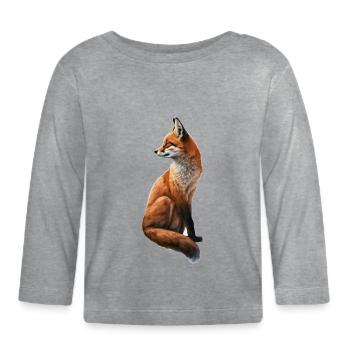Fuchs Tierliebhaber Tierisch Tier Geschenkidee - Baby Bio-Langarmshirt - Grau meliert - Vorne