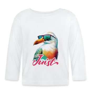Juist vacances mouette colorée fraîche avec des lunettes de soleil - T-shirt manches longues bio Bébé - blanc - Devant