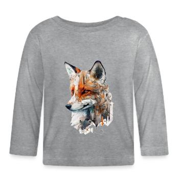Fuchs Architektur Kunstwerk Geschenkidee Tier - Baby Bio-Langarmshirt - Grau meliert - Vorne