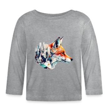 Fuchs Architektur Kunstwerk Geschenkidee Tier - Baby Bio-Langarmshirt - Grau meliert - Vorne