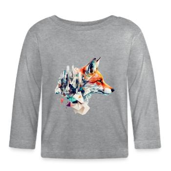 Fuchs Architektur Kunstwerk Geschenkidee Tier - Baby Bio-Langarmshirt - Grau meliert - Vorne