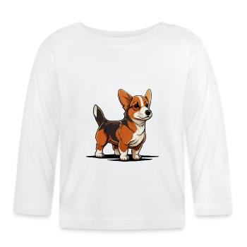 Chien dans le style comique - T-shirt manches longues bio Bébé - blanc - Devant