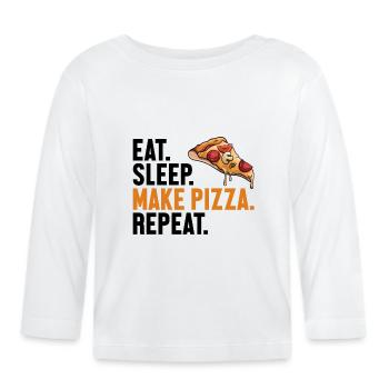 Manger dormir Faire Pizza Répéter Plateau à pizza Four à pizza - T-shirt manches longues bio Bébé - blanc - Devant