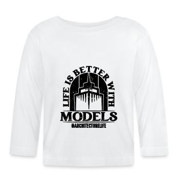 La vie est meilleure avec les architectes d’architecture rétro - T-shirt manches longues bio Bébé - blanc - Devant