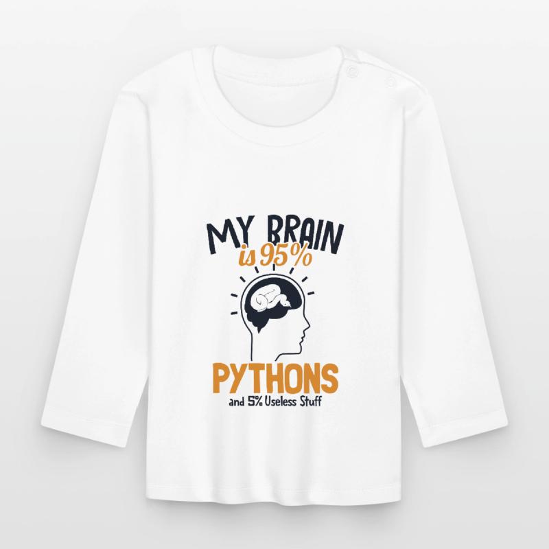 My Brain is 95% Pythons Python Snake Banana Organic Baby Long Sleeve T-Shirt