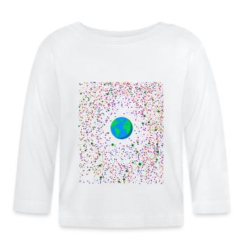 Weltkugel im Zentrum - Baby Bio-Langarmshirt - Weiß - Vorne