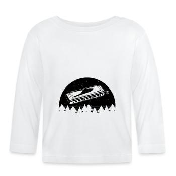 Rétro avec un harmonica Harmonica jouer Orgue à bouche - T-shirt manches longues bio Bébé - blanc - Devant