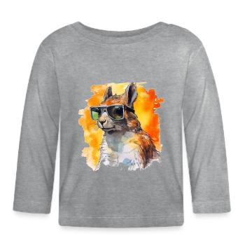 Eichhörnchen Sonnenbrille Bunt Kunst Geschenk Tier - Baby Bio-Langarmshirt - Grau meliert - Vorne