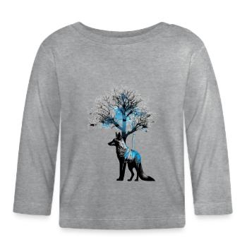 Fuchs Tierliebhaber Geschenk Wildtier Tier Motiv - Baby Bio-Langarmshirt - Grau meliert - Vorne
